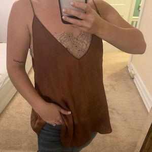 Maroon Tank with Lace Underlayer